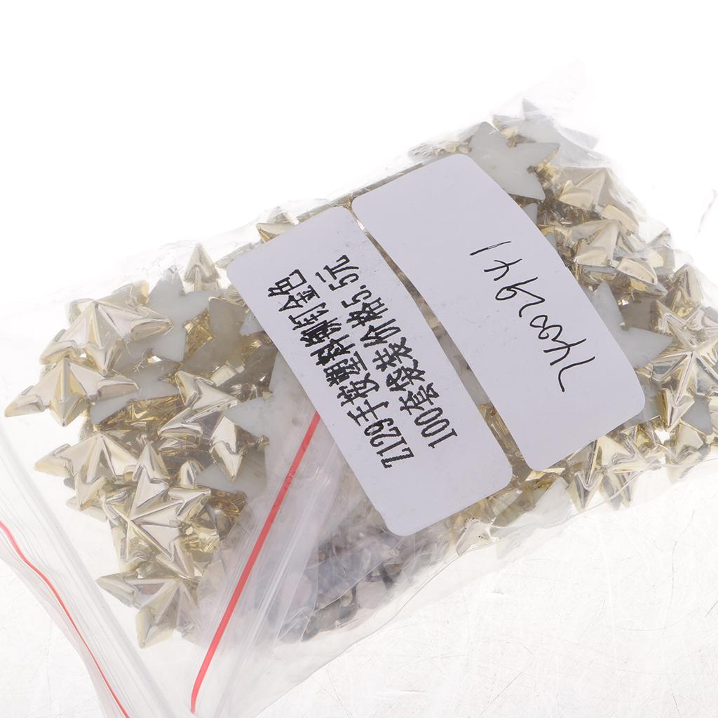 100 Sets Plastic Star Studs Rivets Snap Fasteners for Clothes Decor Gold