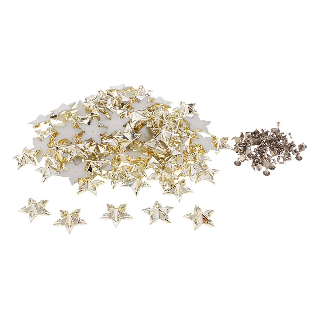 100 Sets Plastic Star Studs Rivets Snap Fasteners for Clothes Decor Gold