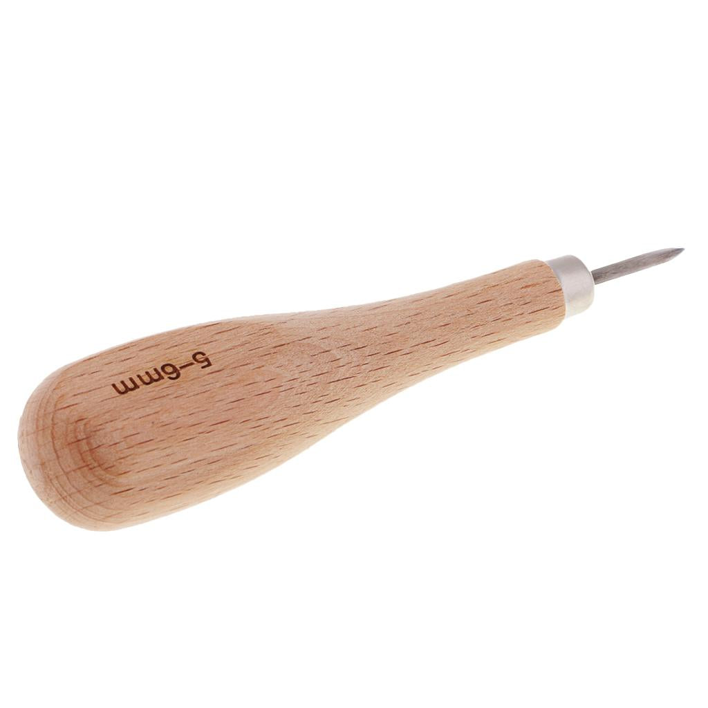 4 Pieces Wooden Handle Leather Stitcher Sewing Steel Awl for Leather Crafts