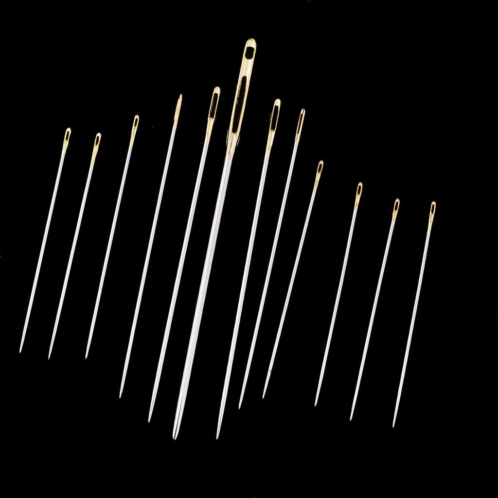 12Pcs/set Steel Hand Sewing Needles for Embroidery Cross Stitch Gold Eye