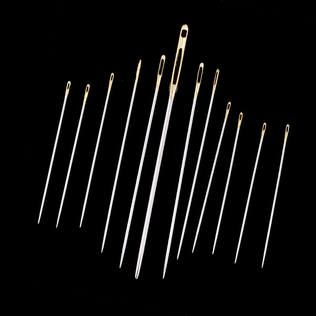 12Pcs/set Steel Hand Sewing Needles for Embroidery Cross Stitch Gold Eye