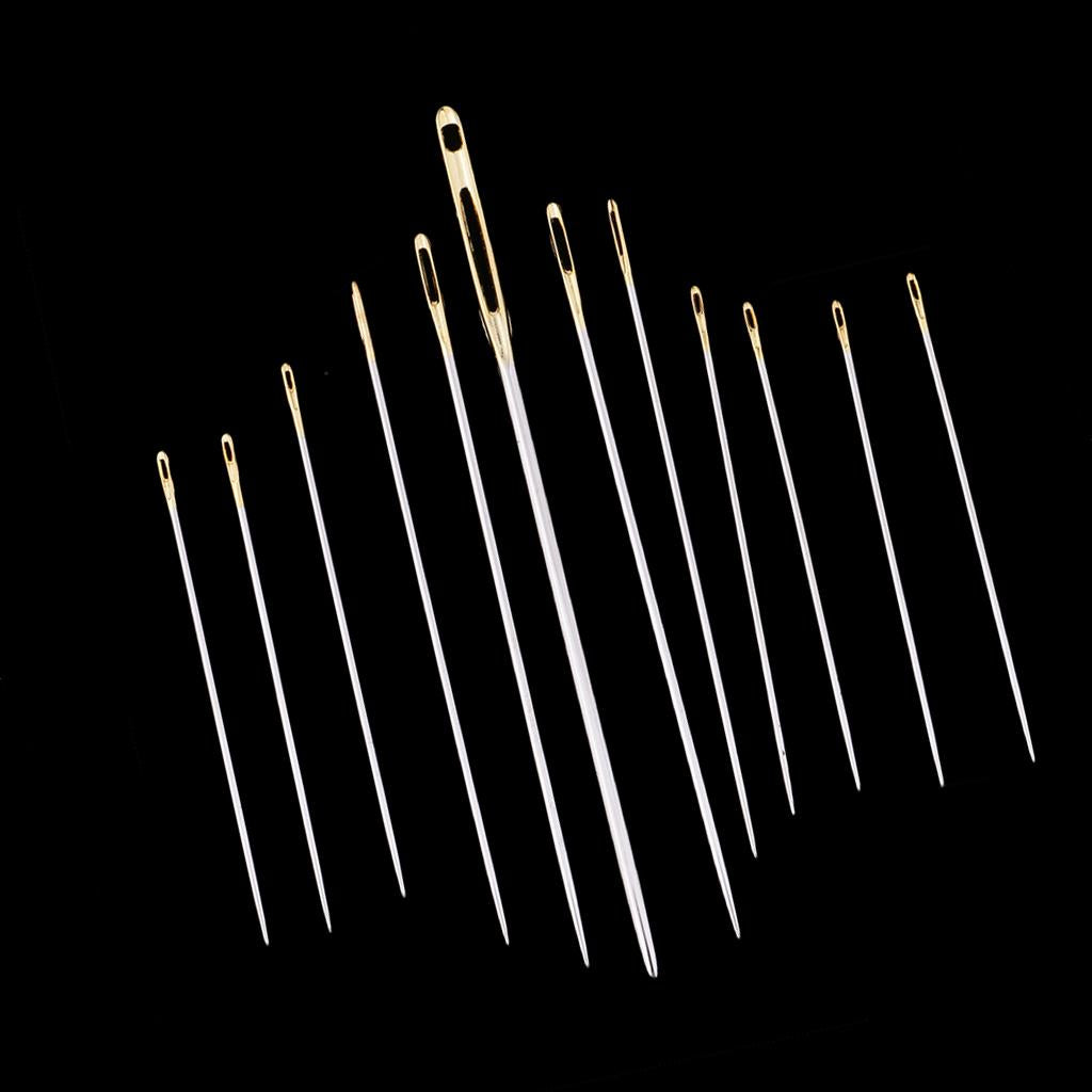 12Pcs/set Steel Hand Sewing Needles for Embroidery Cross Stitch Gold Eye