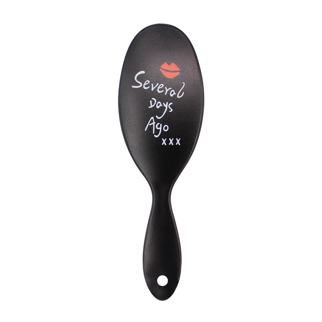 Fashion English Letter Hairbrush Round Hair Brush Straightener Comb Black