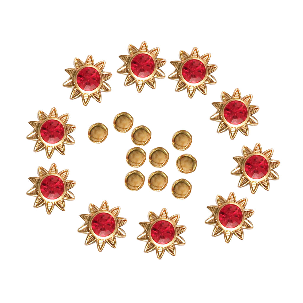 10 Sets Rhinestone Flower Studs Rivets Spikes for DIY Shoes Bags Decor 5