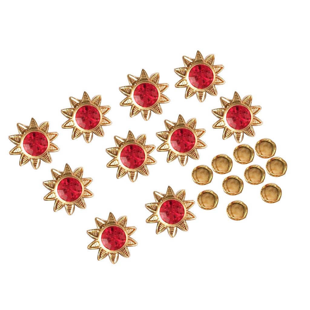 10 Sets Rhinestone Flower Studs Rivets Spikes for DIY Shoes Bags Decor 5