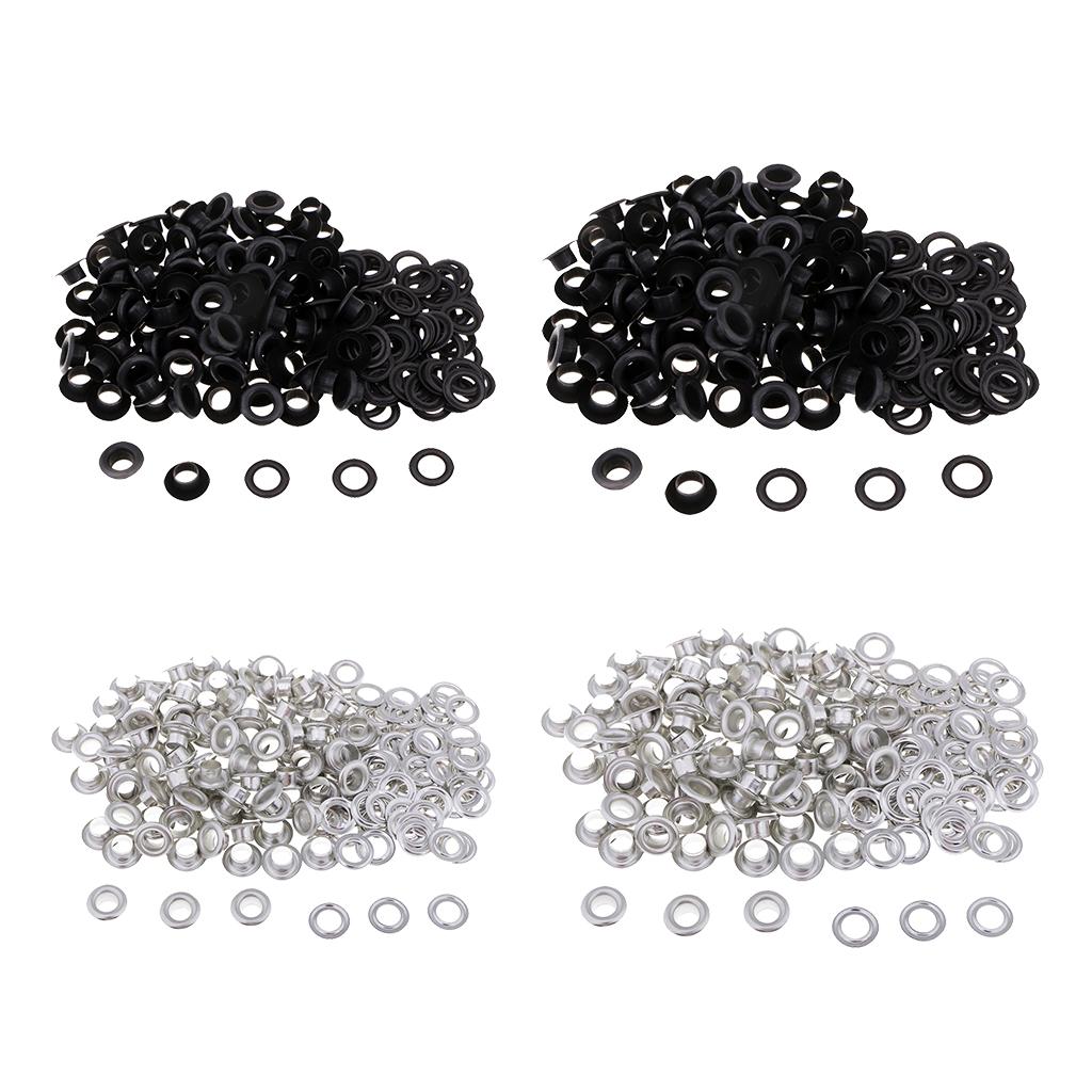 100 Sets Metal Eyelet with Washer for Clothing Accessories 8 x 4mm Black