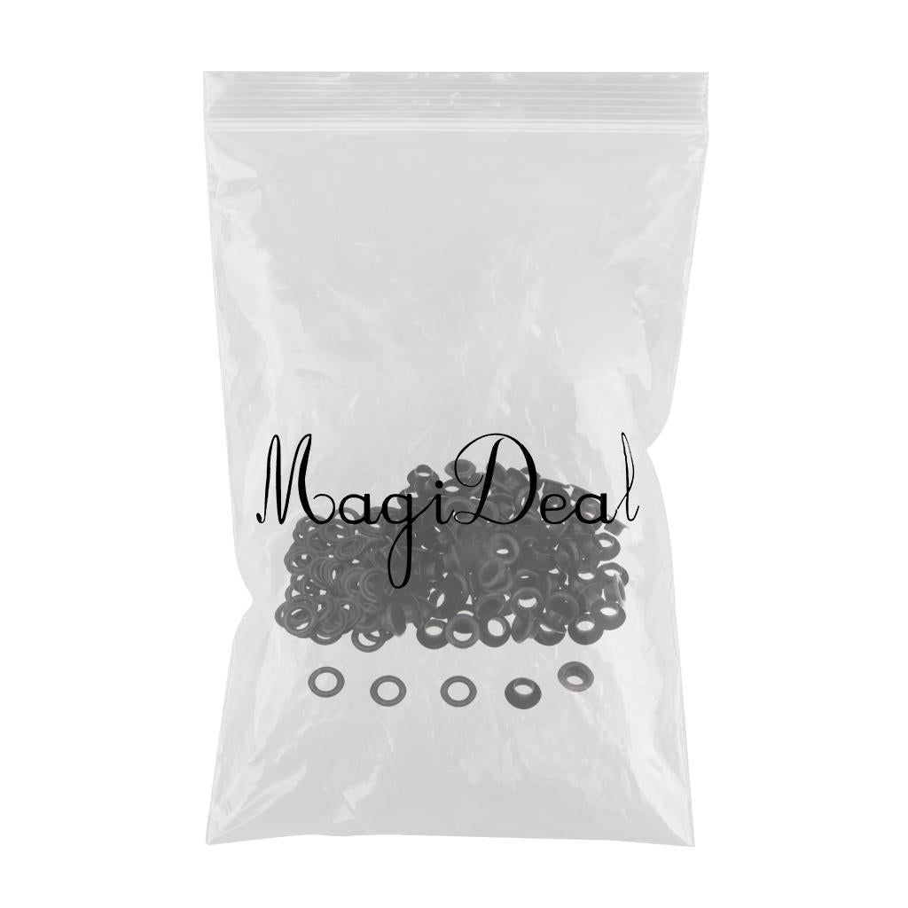 100 Sets Metal Eyelet with Washer for Clothing Accessories 8 x 4mm Black