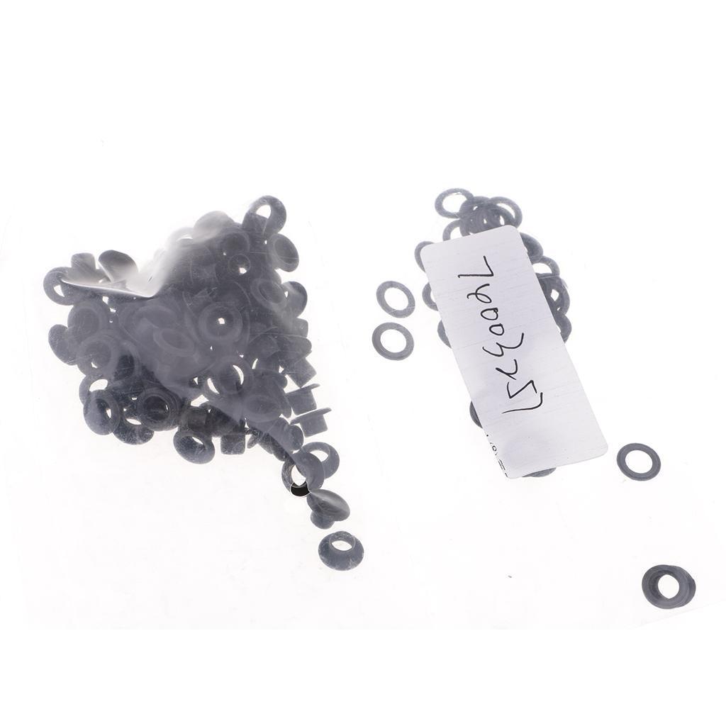 100 Sets Metal Eyelet with Washer for Clothing Accessories 8 x 4mm Black