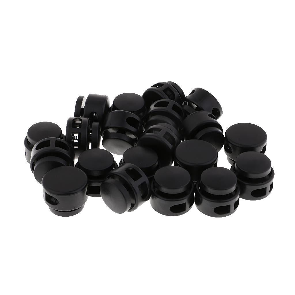 20pcs Plastic Non-slip Double Hole String Cord Locks for Shoelace Bag Decor