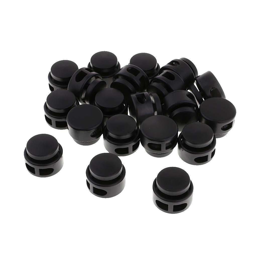 20pcs Plastic Non-slip Double Hole String Cord Locks for Shoelace Bag Decor