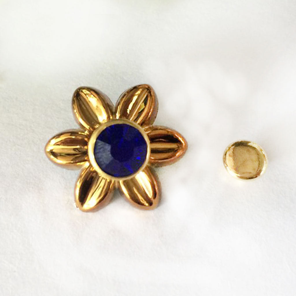 10Pcs Plastic Flower Rivets Studs for Clothes Shoes Bags Decor 19mm Blue