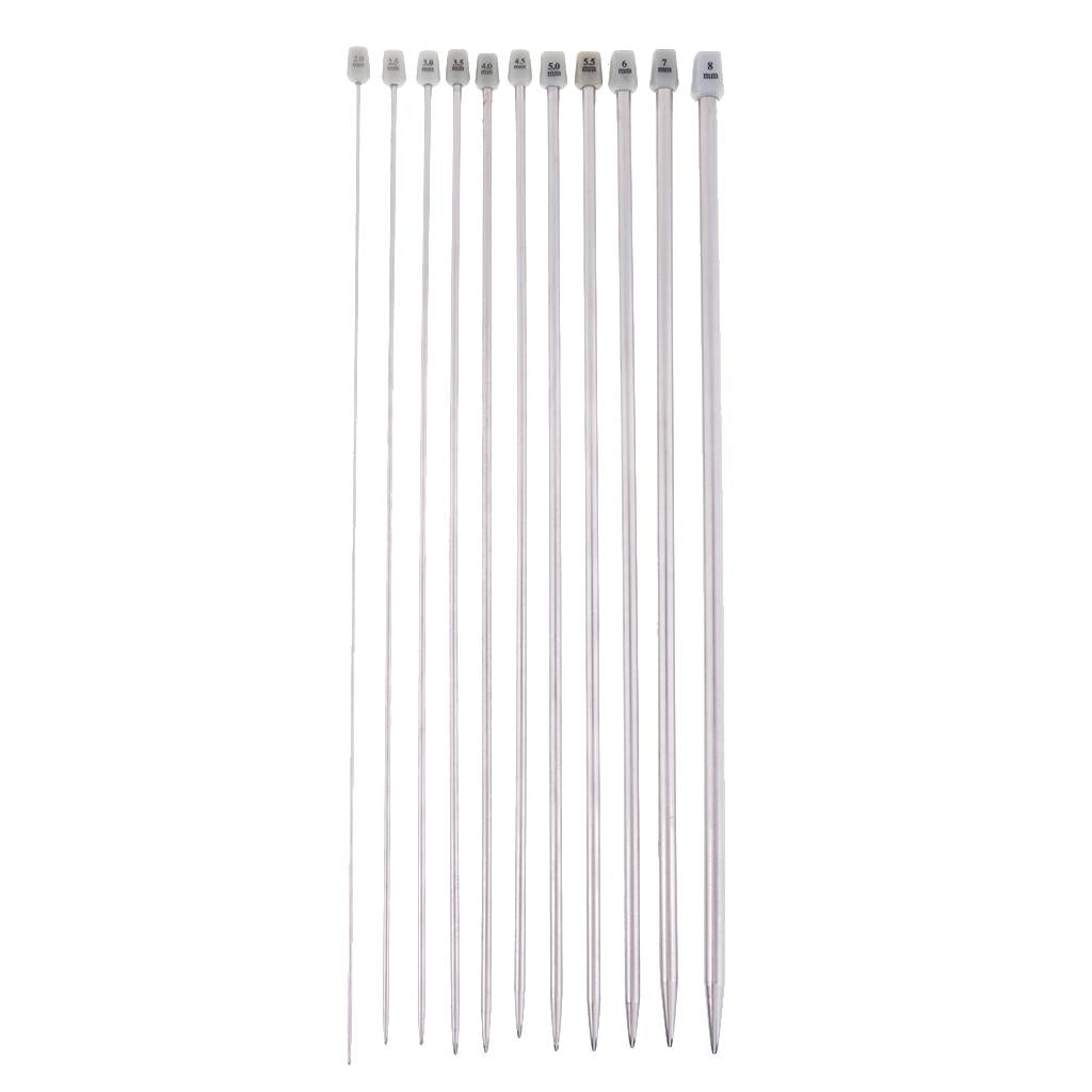 22pcs 11 Sizes Stainless Steel Single Pointed Crochet Knitting Needles 2-8mm