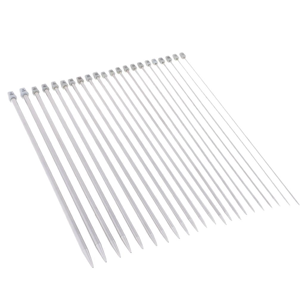 22pcs 11 Sizes Stainless Steel Single Pointed Crochet Knitting Needles 2-8mm