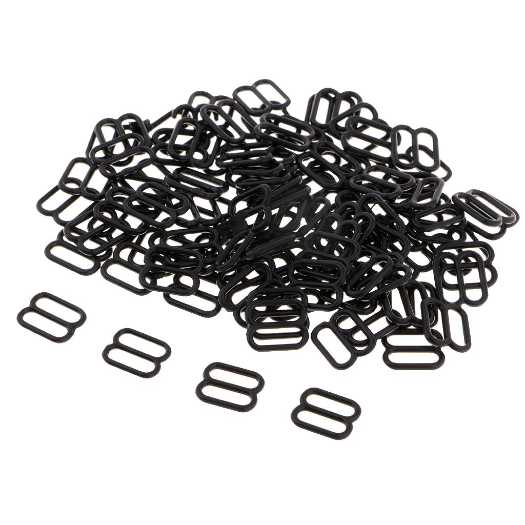 100Pc Nylon Bra Strap Buckles Sliders Hooks 8 Lingerie Sewing Fasteners 10mm