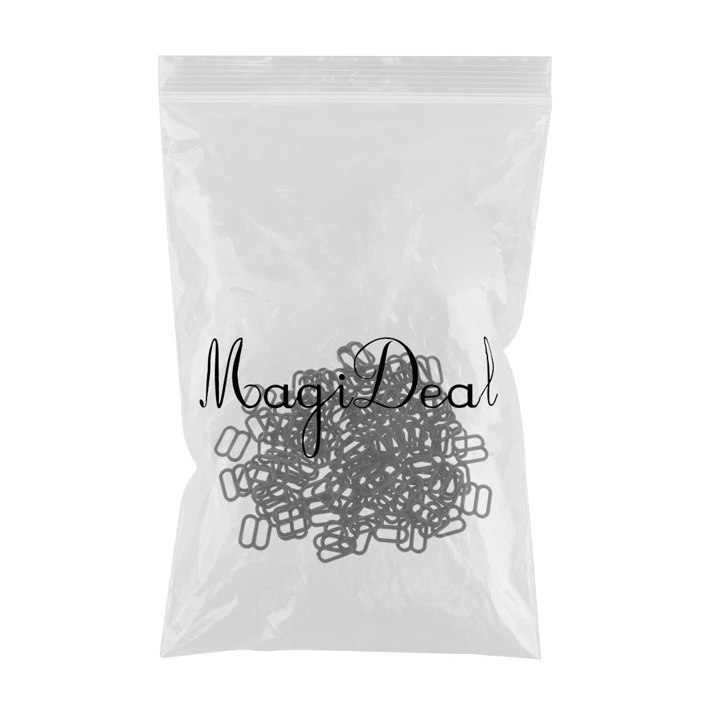 100Pc Nylon Bra Strap Buckles Sliders Hooks 8 Lingerie Sewing Fasteners 10mm