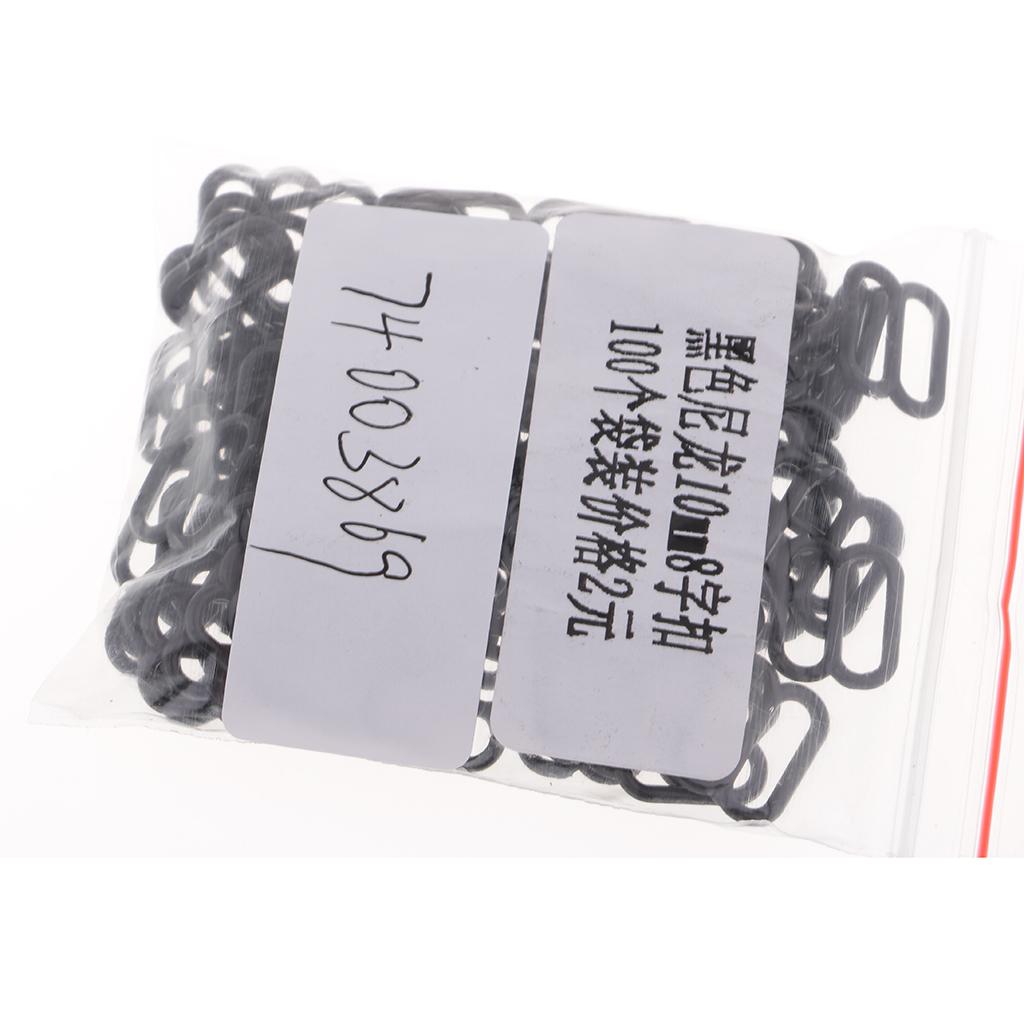 100Pc Nylon Bra Strap Buckles Sliders Hooks 8 Lingerie Sewing Fasteners 10mm