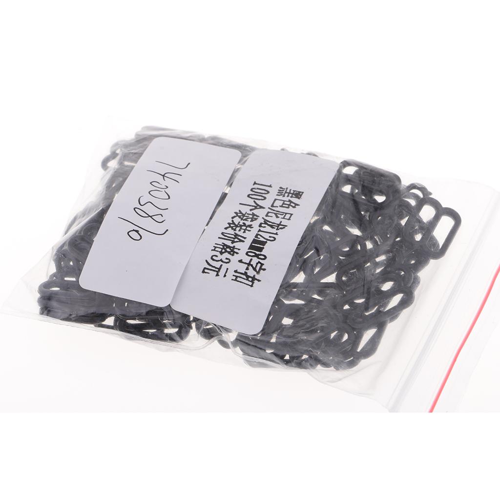 100Pc Nylon Bra Strap Buckles Sliders Hooks 8 Lingerie Sewing Fasteners 12mm