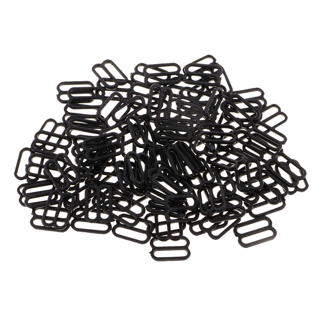 100Pc Nylon Bra Strap Buckles Sliders Hooks 8 Lingerie Sewing Fasteners 12mm