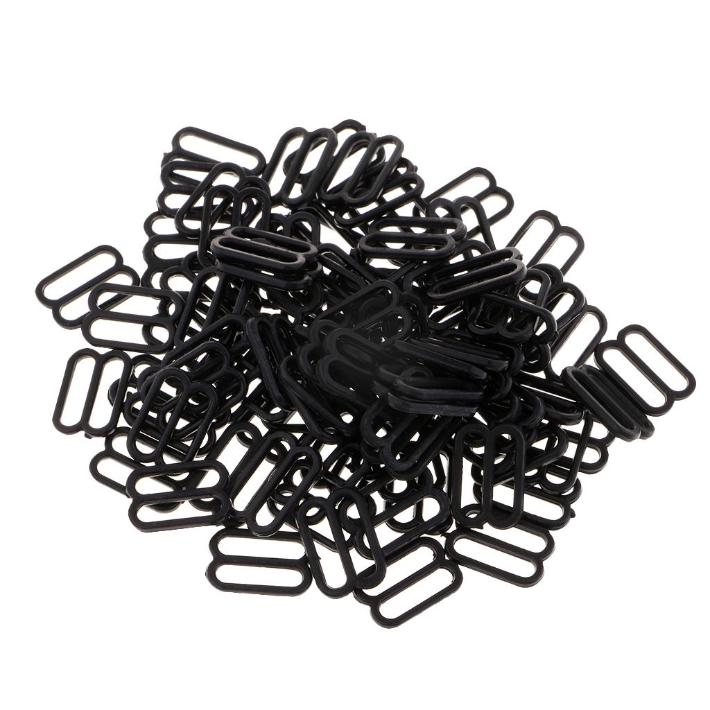 100Pc Nylon Bra Strap Buckles Sliders Hooks 8 Lingerie Sewing Fasteners 12mm