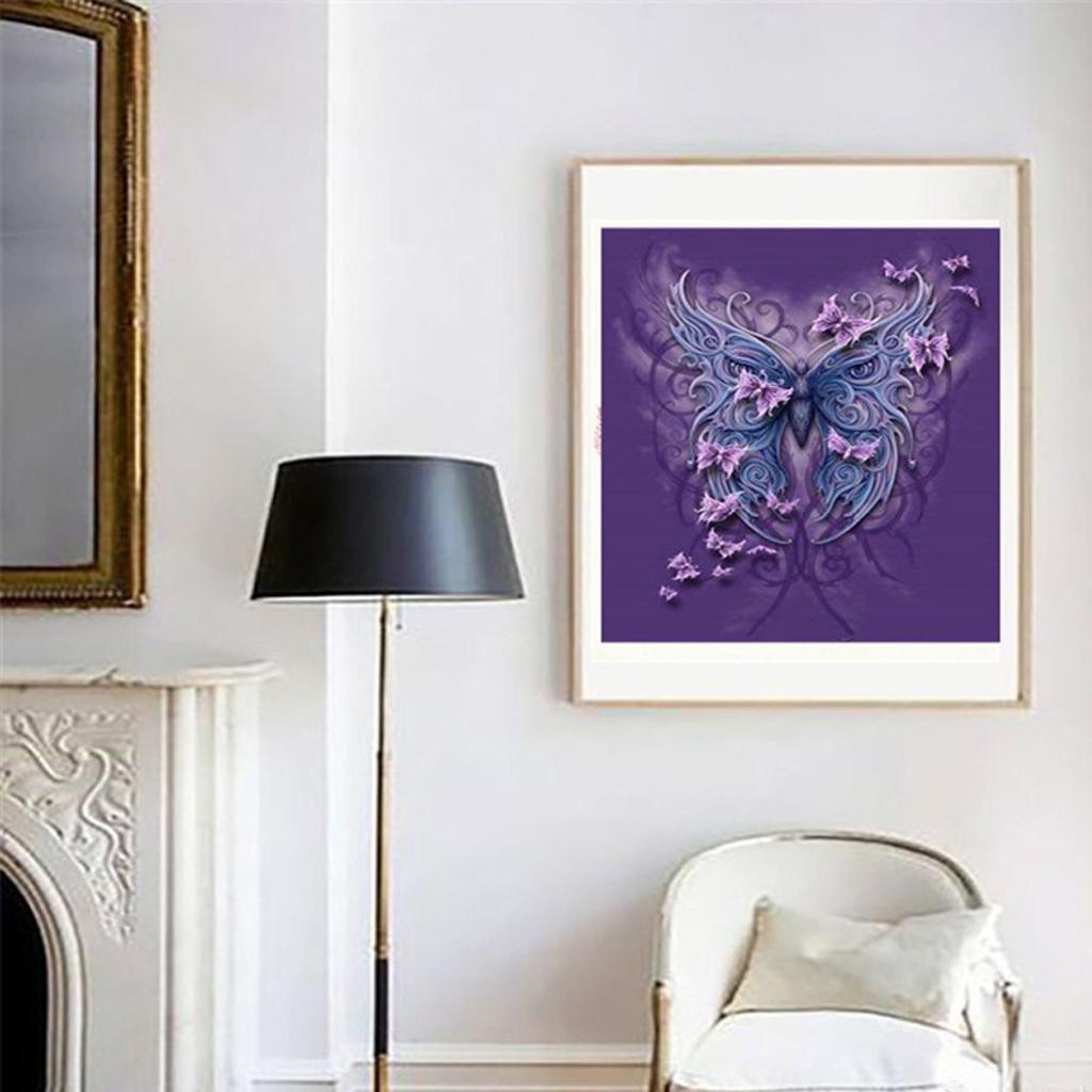 Full Drill Diamond Painting Animal Pictures for Home Decor Purple Butterfly