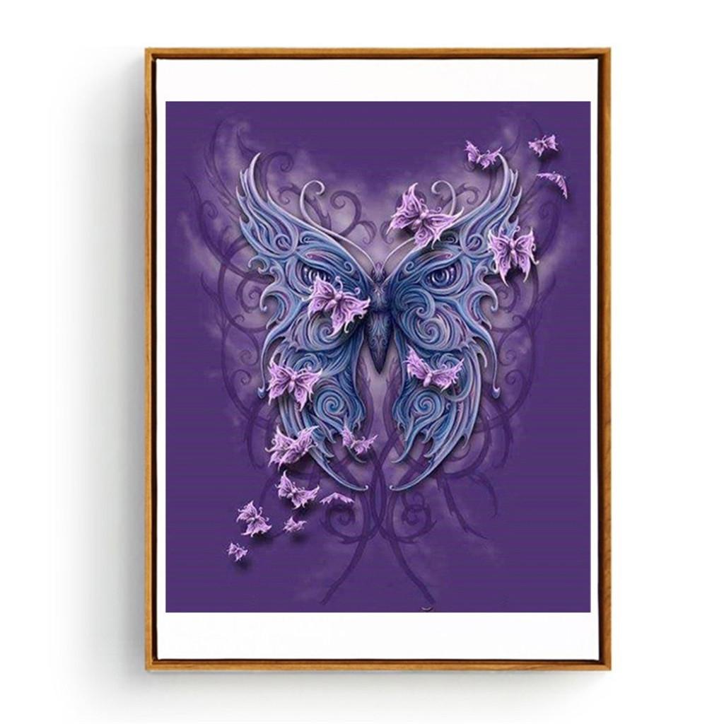 Full Drill Diamond Painting Animal Pictures for Home Decor Purple Butterfly