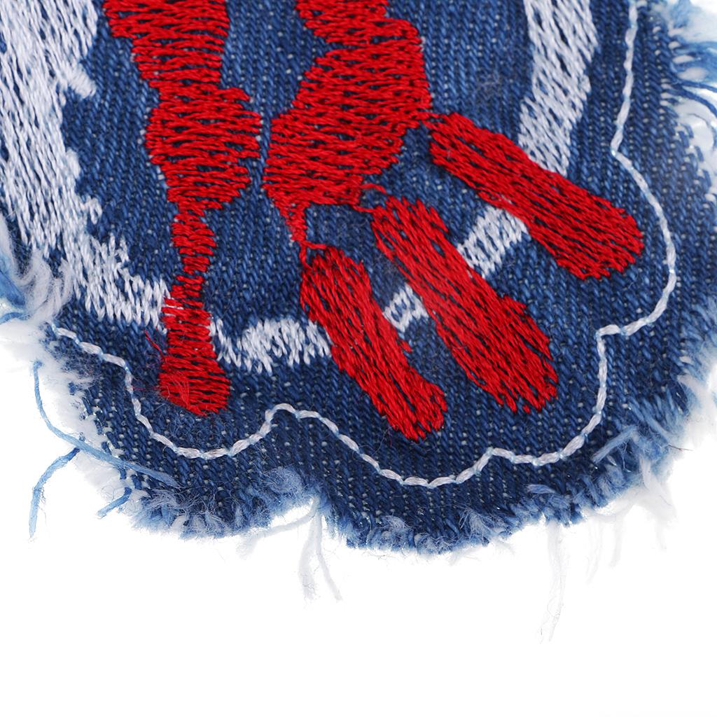 6 Pieces Embroidered Sew-on Patches Denim Fabric for Clothes Hats Bags Decor