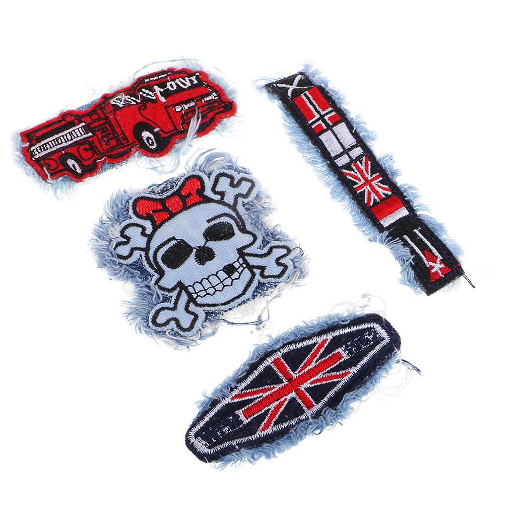 4pcs Assorted Styles Sew on Jeans Embroidered Patches Sewing Appliques