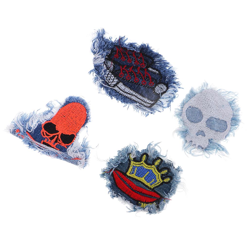 4 Pieces Embroidered Sew-on Patches Cloth Sticker for Clothes Hat Bag Repair