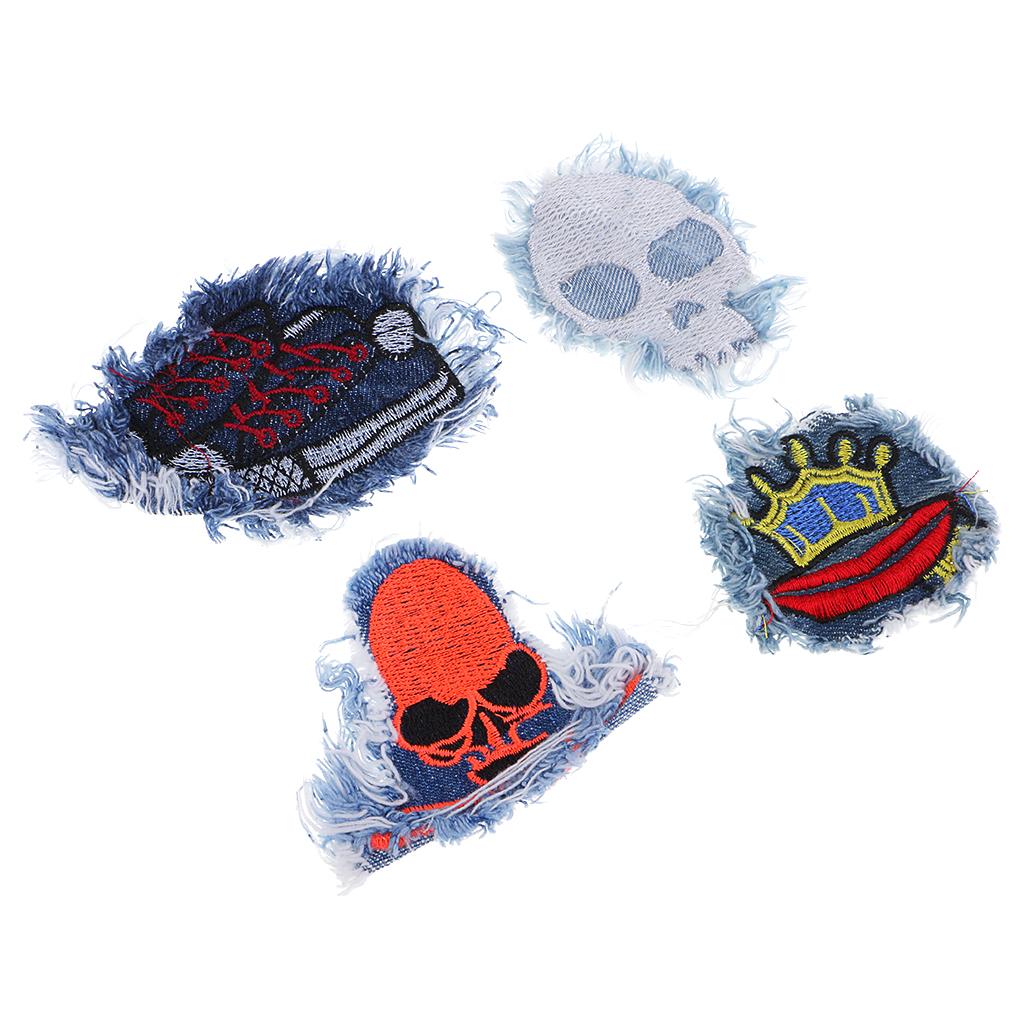 4 Pieces Embroidered Sew-on Patches Cloth Sticker for Clothes Hat Bag Repair