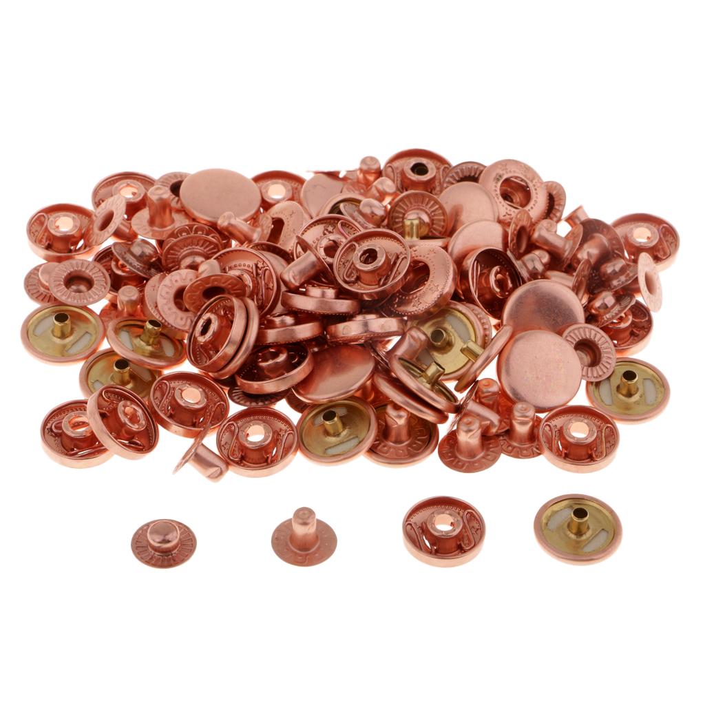 30 Sets Metal Fasteners Snap Rivets Buttons for Leather Crafts Copper