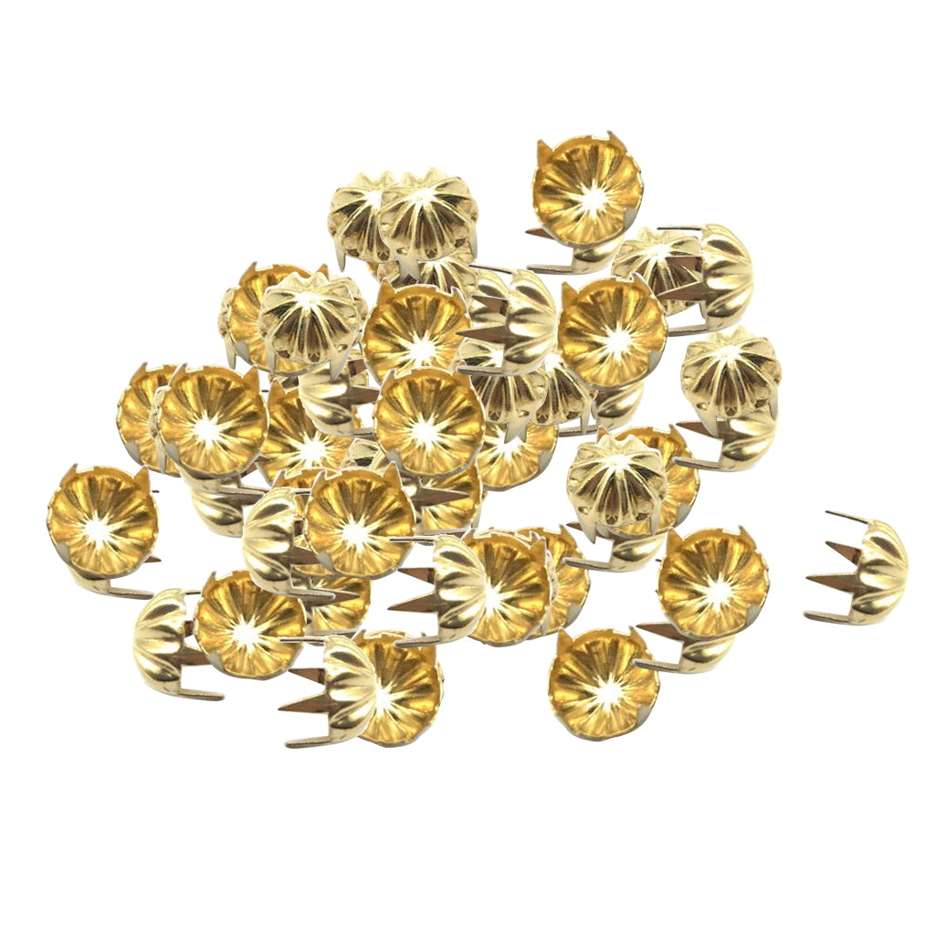50pcs Pumpkin Studs Metal Claw Nailhead Punk Stud Rivet Spikes Gold