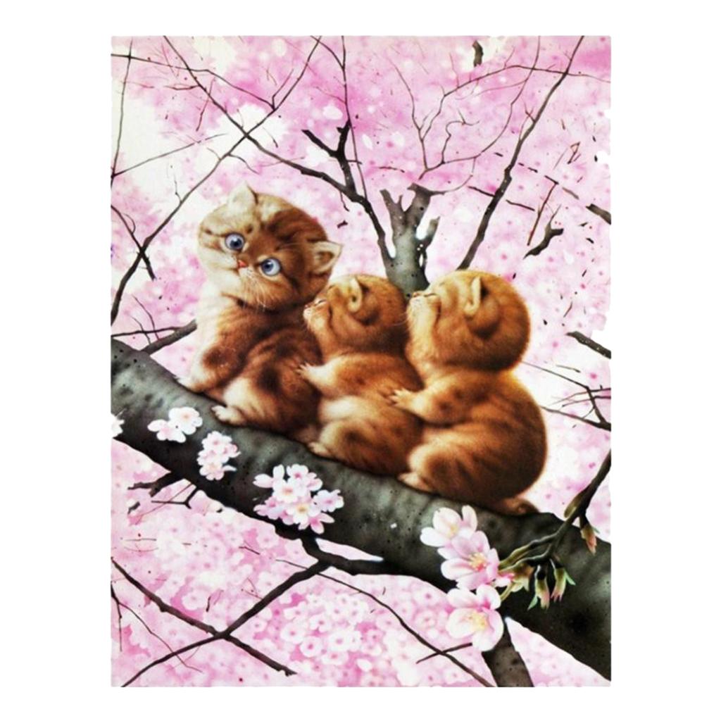 5D DIY Diamond Painting Cute Three Cat with Cross Stitch Kit for Home Decor