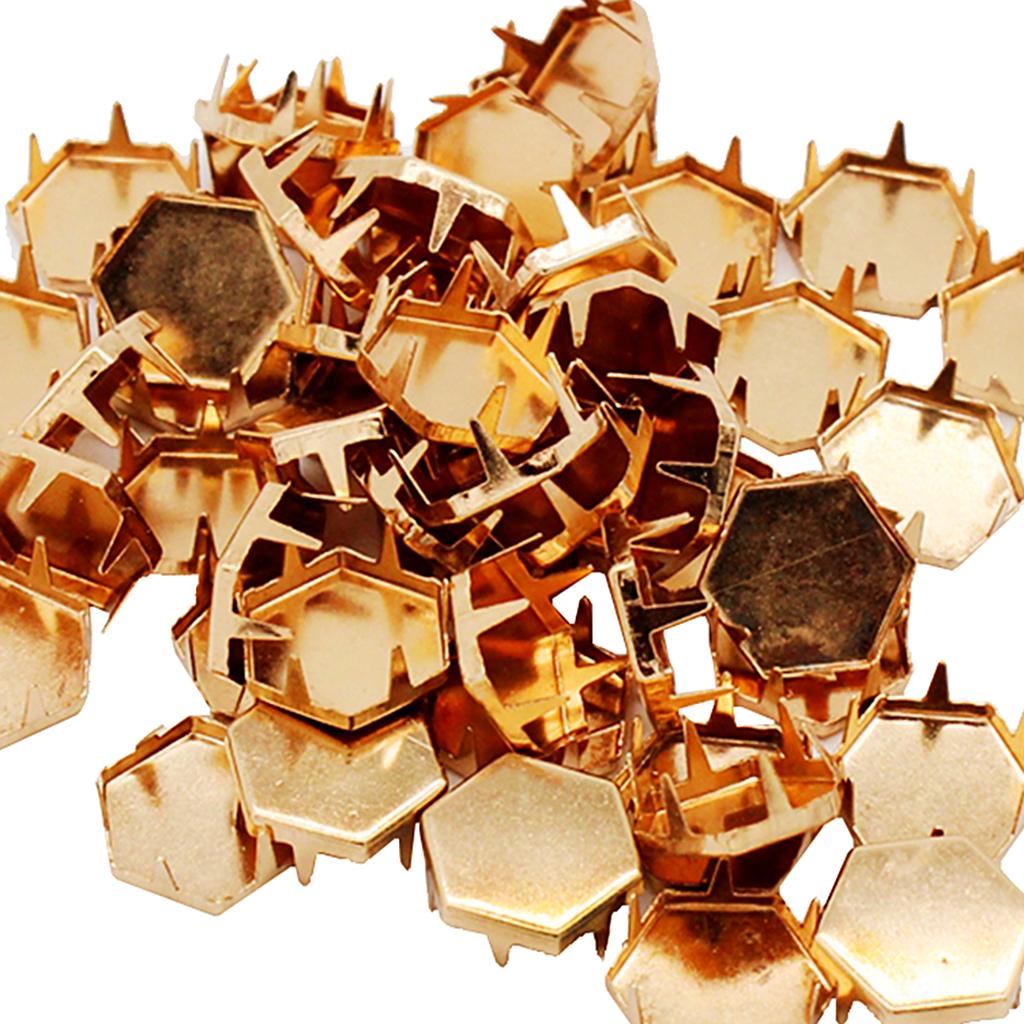 50pcs Metal Claw Punk Rivets Hex Spikes Rivet for Bags Shoes Deocr Rose Gold