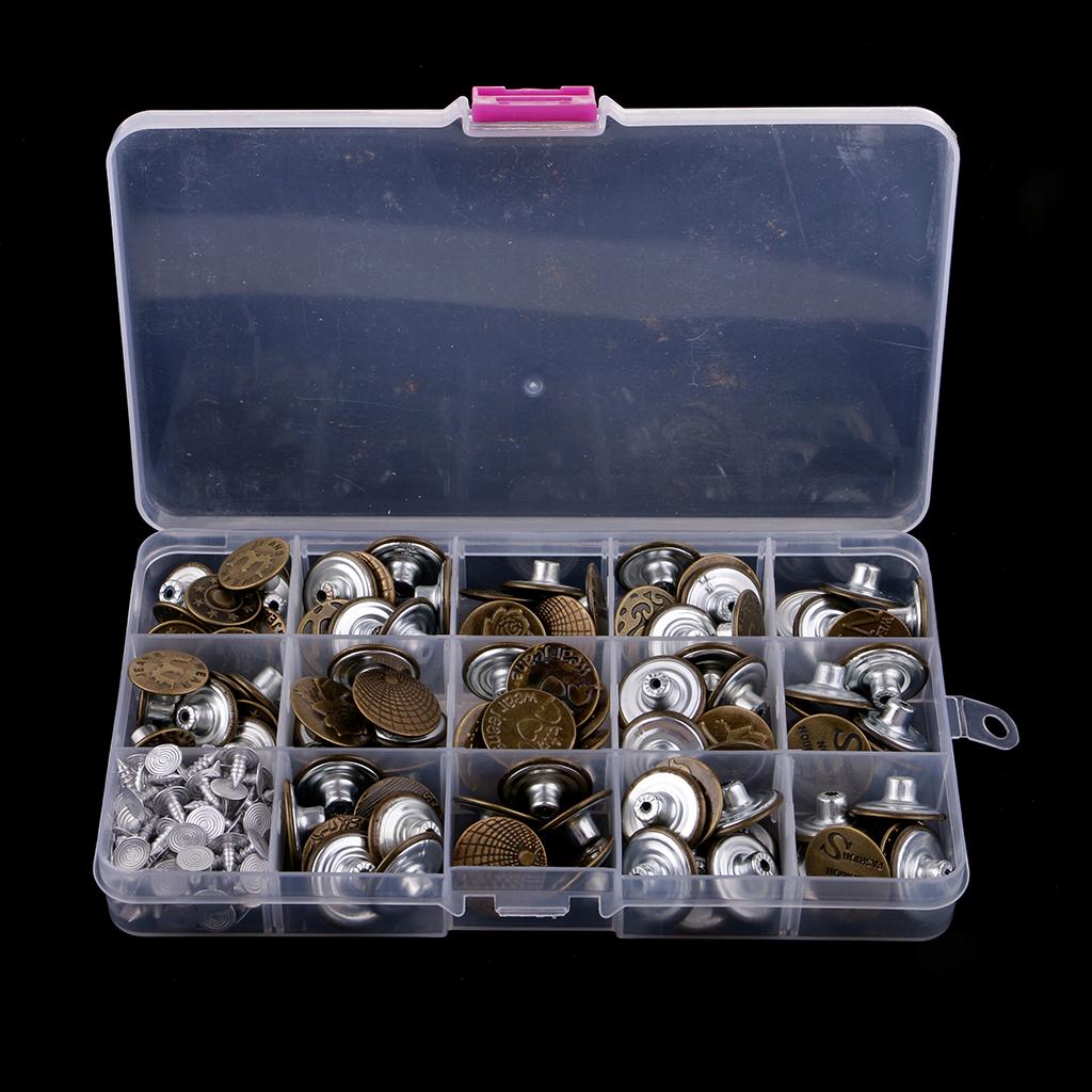 100pcs Jeans Buttons Hammer On Replacement Jean Tack Metal Buttons 17-20mm
