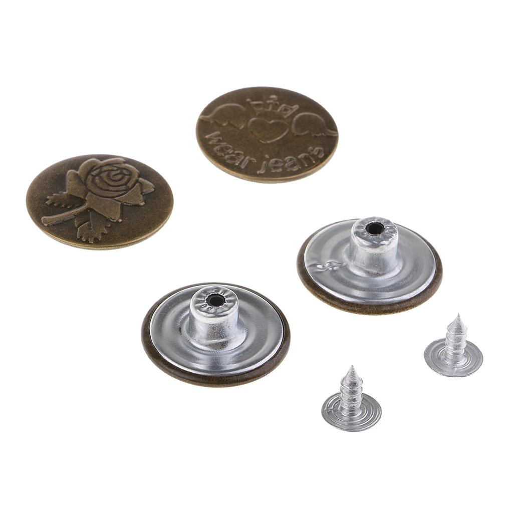 100pcs Jeans Buttons Hammer On Replacement Jean Tack Metal Buttons 17-20mm