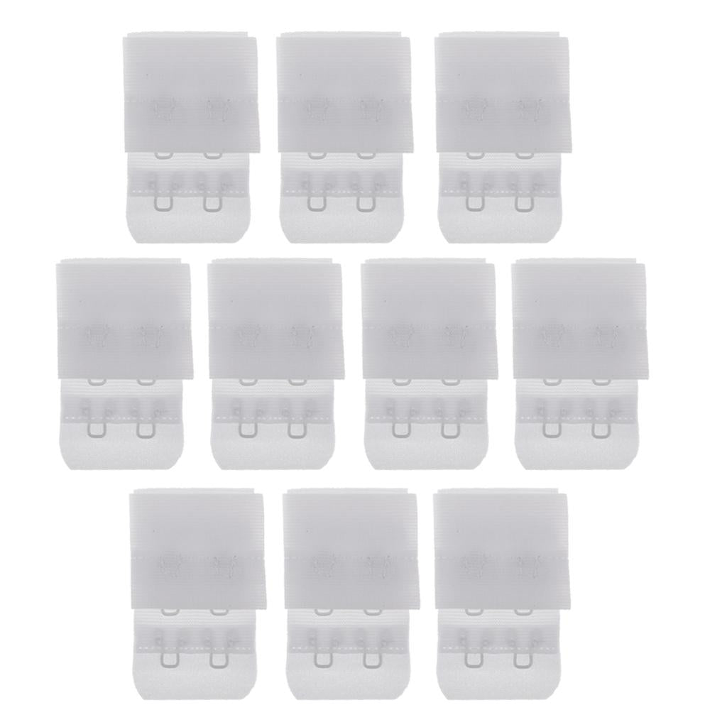 10Pcs 2 Hooks 3 Rows Bra Strap Extender Underwear Belt Adding Buckles White
