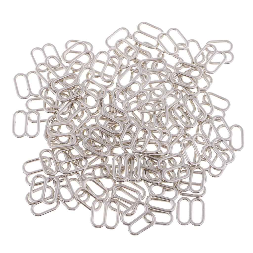 100Pc Metal Bra Strap Adjuster Slider 8 Hook Lingerie Adjustment Buckle 8mm