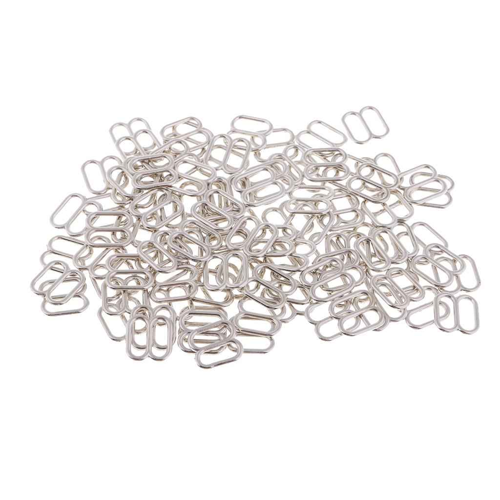 100Pc Metal Bra Strap Adjuster Slider 8 Hook Lingerie Adjustment Buckle 8mm