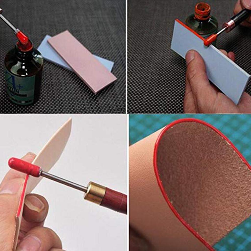 Sandalwood Handle Leather Edge Oil Treatment Tool for Leather Crafts Black