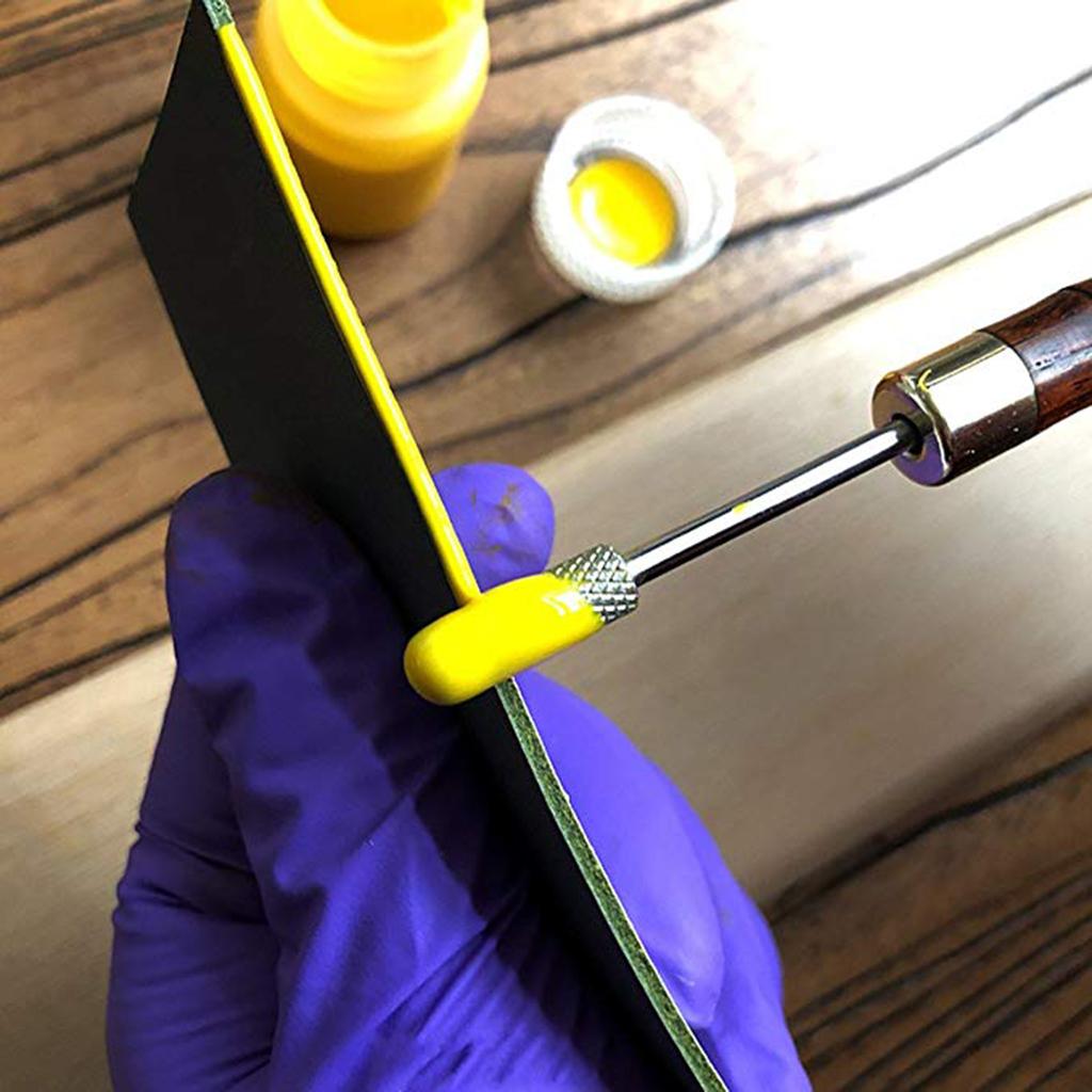Sandalwood Handle Leather Edge Oil Treatment Tool for Leather Crafts Black
