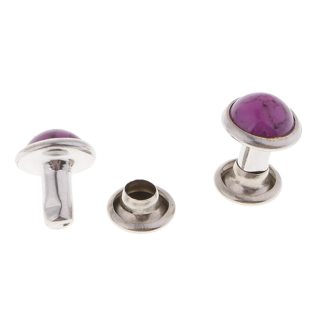 20 Sets Plastic Turquoise Rivets Studs for Bag DIY Leather Craft Purple