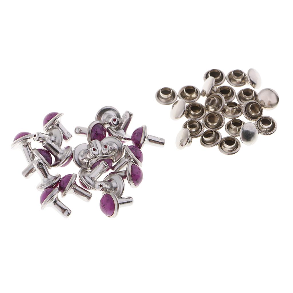 20 Sets Plastic Turquoise Rivets Studs for Bag DIY Leather Craft Purple