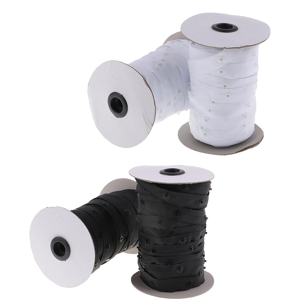 2 Roll Plastic Snap Fastener Tape for Duvet Covers/Cushions/Fabric Use White