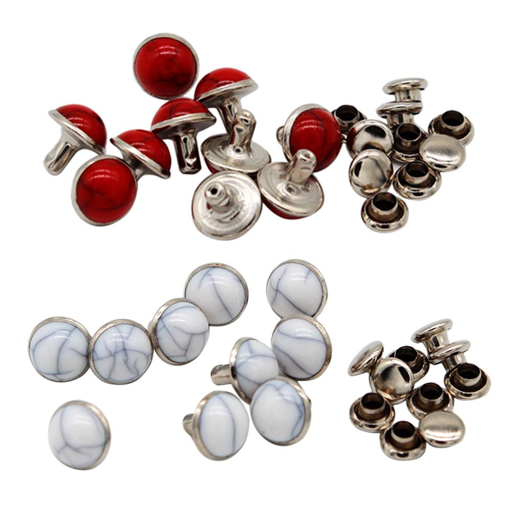 30pcs Round Turquoise Rivets Studs for DIY Leather Craft 8.5mm Red