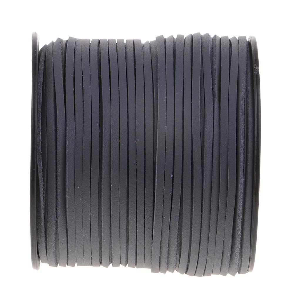 100 Yards 2.6mm Flat Suede PU Leather String Jewelry Making Thread Cord Grey