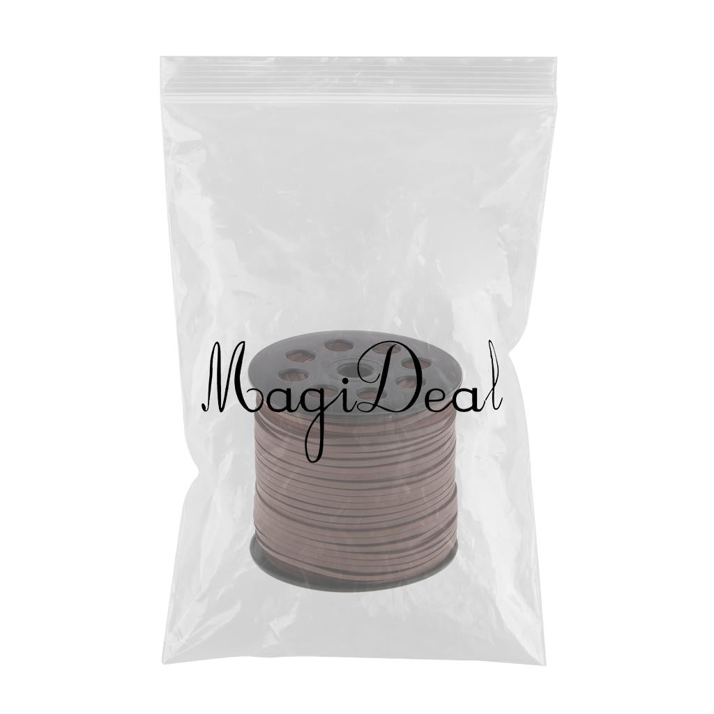 100 Yards Korean PU Leather String Rope Flat Cord Thread 2.6mm Brown