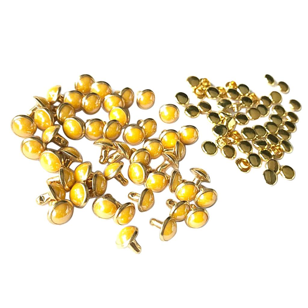 50 Set Metal 7.5mm Dome Rivet Studs for DIY Leather Crafts Amber
