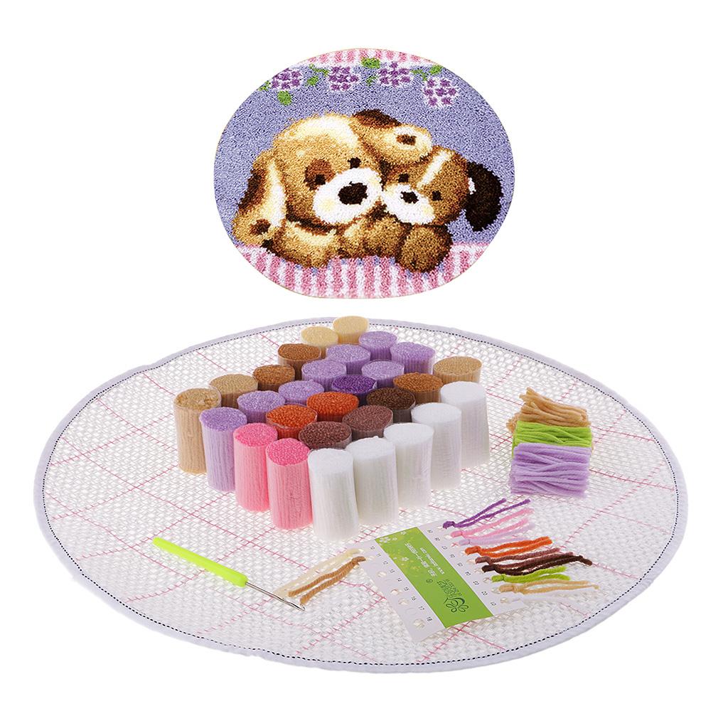 Latch Hook Rug Kit DIY Carpet Craft Decoration Rug Making Kit Two Dogs