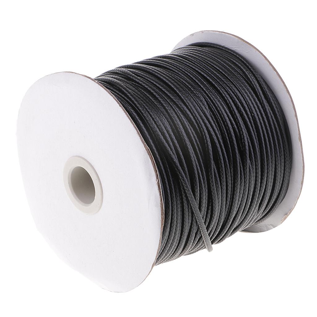 1 Roll 2.5mm Cotton Waxed Cord /Thong for Hand Sewing Leather Craft Black