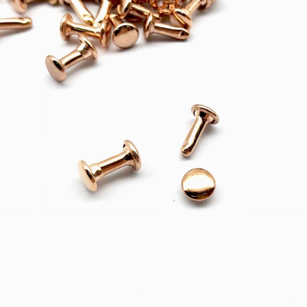 100 Sets Double Caps Studs Rivets for Bags Shoes Leather 6x10mm Light Gold